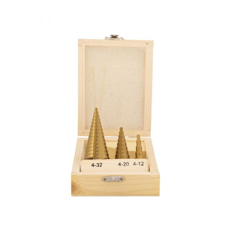 Con marcha superior. Juego de brocas escalonadas para fresado de placas hss 3x
