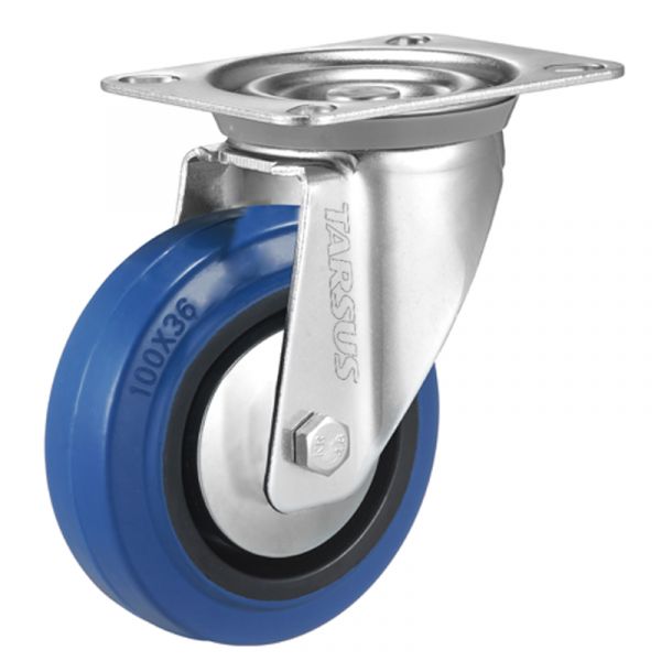 Rueda giratoria Tarso de 125 mm. azul