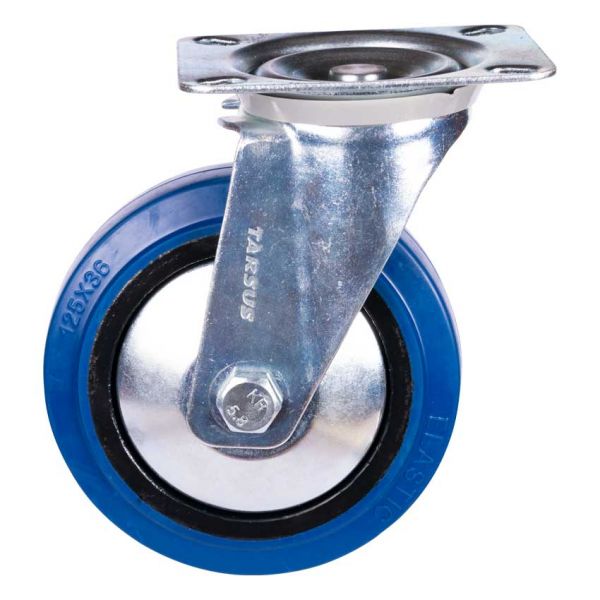 Rueda giratoria Tarso de 125 mm. azul