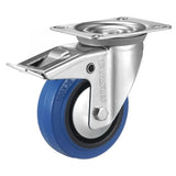 Rueda giratoria Tarsus + freno 80 mm. azul