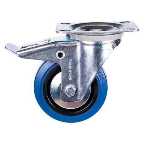 Rueda giratoria Tarsus + freno 100 mm. azul