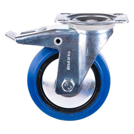 Rueda giratoria Tarsus + freno 125 mm. azul