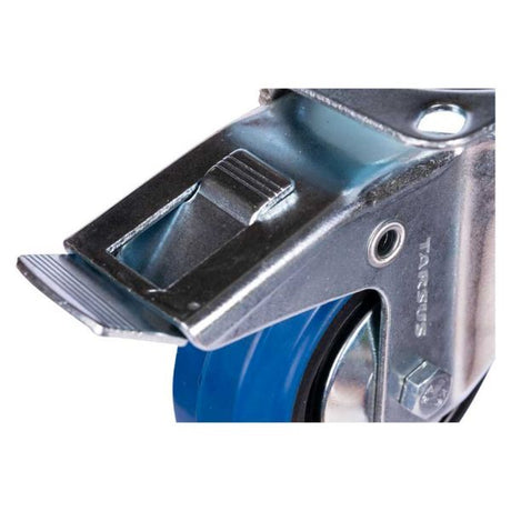Rueda giratoria Tarsus + freno 125 mm. azul