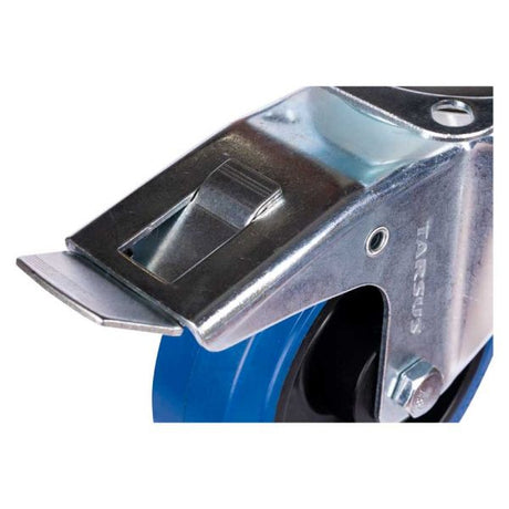 Rueda giratoria Tarsus + freno 160 mm. azul