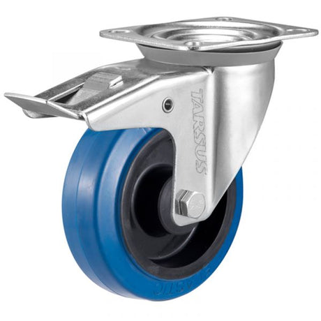 Rueda giratoria Tarsus + freno 200 mm. azul