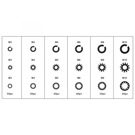 Surtido de anillos de retención Topgear 720 piezas.