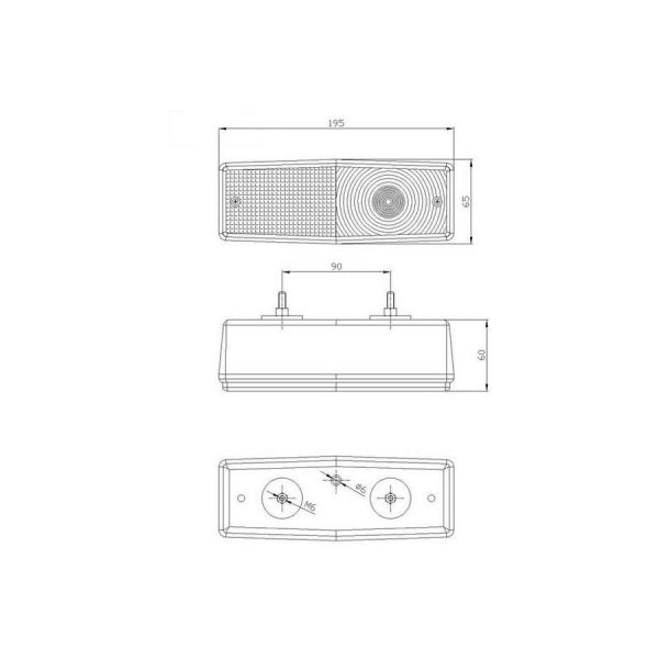 Luz trasera retro classic l=r 195x65 mm.