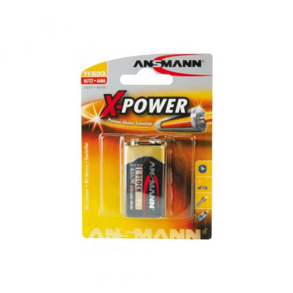 Pila alcalina X-power de 9 voltios.
