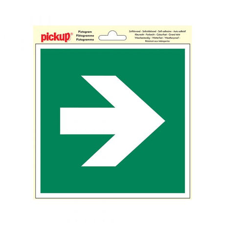 Adhesivo ruta de escape flecha recta - 200x200 mm.