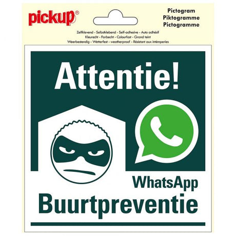 Pegatina vigilancia de barrio whatsapp - 150x150 mm.