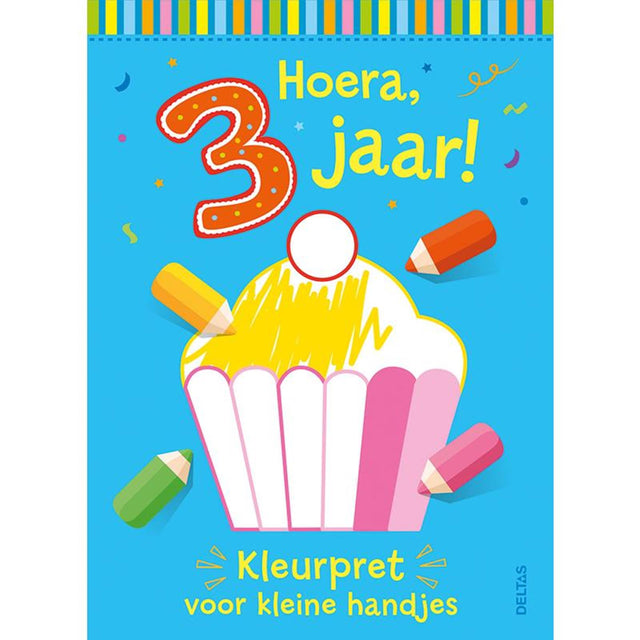 Diversión para colorear Deltas para manos pequeñas, ¡hurra, 3 años!