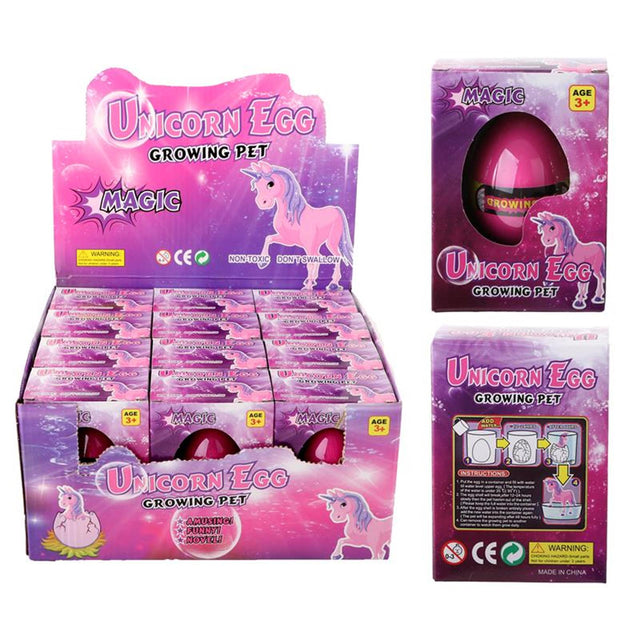 Huevo de crecimiento de unicornio en caja.