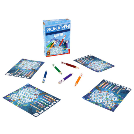 999games 999 juegos - elige un bolígrafo - riffing - juego de dados - dados con lápices - hojas de puntuación de 3 niveles diferentes - juego de mesa - juego familiar - pequeño regalo - contiene reglas del juego en NL y EN