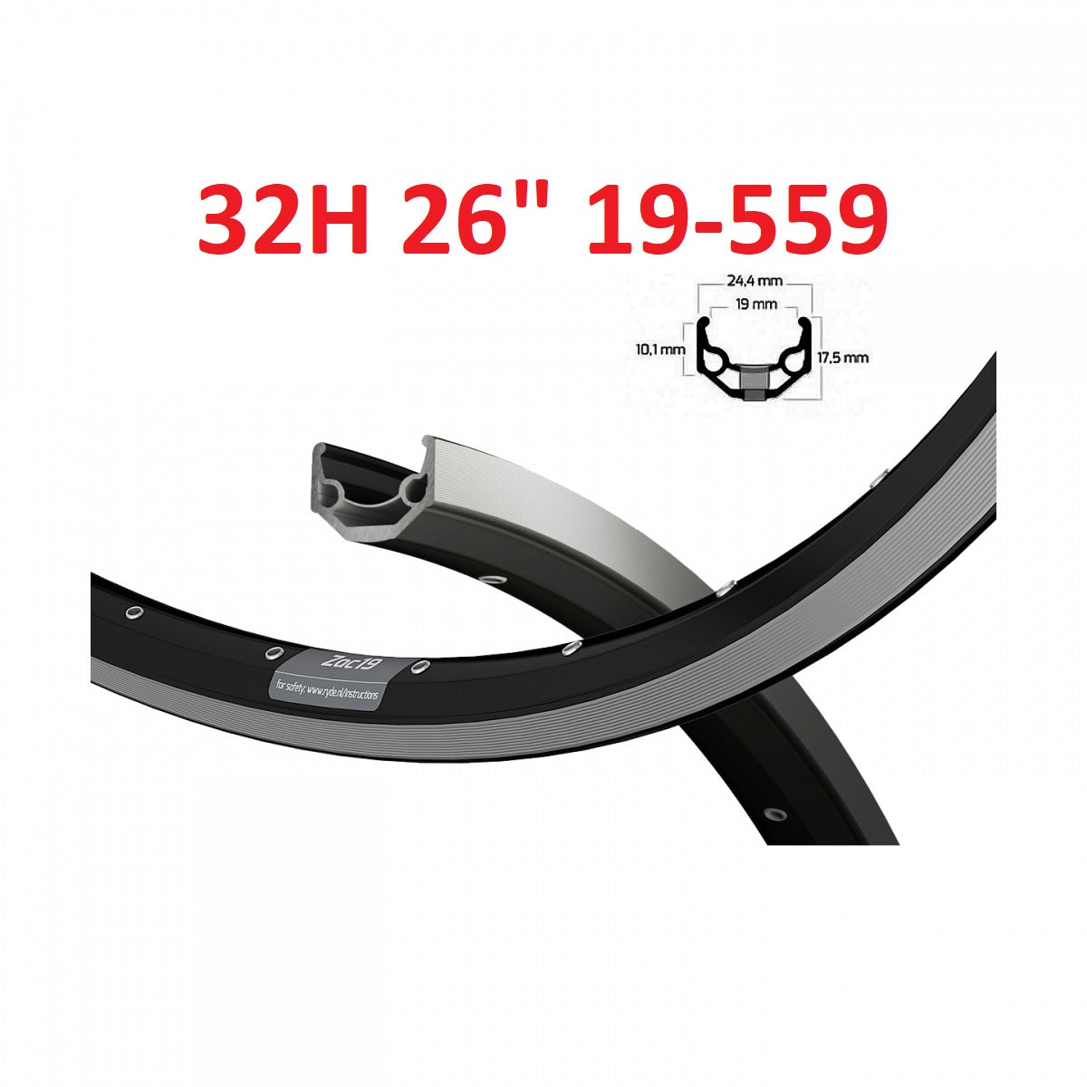 Llanta ryde 26 zac19 32 14 negra cnc