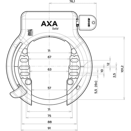 Soporte de guardabarros negro macizo Axa frame lock (tarjeta)