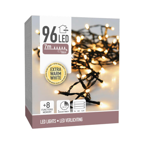 Luces navideñas 96led batería blanco cálido