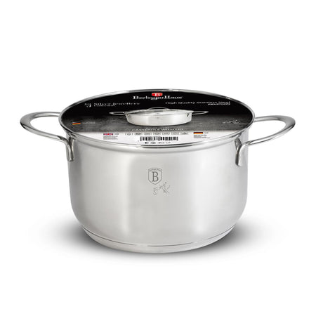 Berlingerhaus Silver Jewellery sartén de acero inoxidable ø18 cm con tapa de cristal también inducción 2,6l 18x11cm