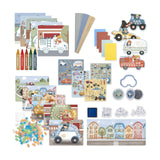 Caja de manualidades Little Dutch Jim XL que incluye pegatinas, papel de dibujo, crayones, pintura, arcilla expandida, sellos, pegatinas, etc. 24x30x6cm