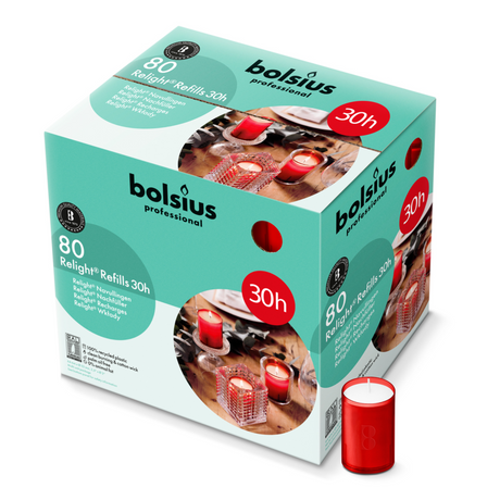Recarga Bolsius relight rojo ø52x64 mm 30 horas (80 piezas)
