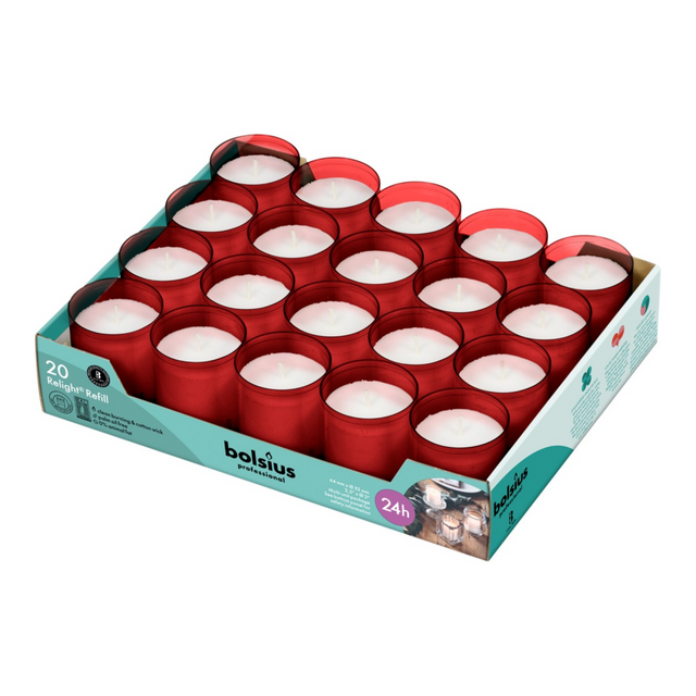 Recarga Bolsius relight rojo (20 piezas)