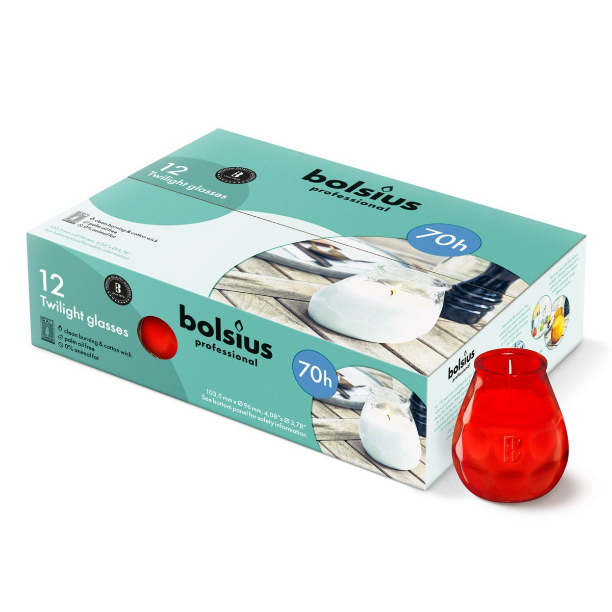 Bolsius rojo crepúsculo ø99x104 mm 70 horas (12 piezas)