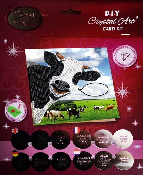 Cuadro de diamantes Brandunit - tarjeta de una vaca divertida