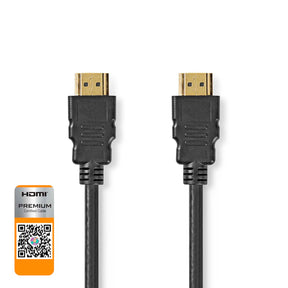 Cable HDMI™ premium de alta velocidad de Nedis con Ethernet | conector hdmi™ | conector hdmi™ | 4k@60hz | 18gbps | 1,00m | redondo | pvc | negro | etiqueta - cvgl34050bk10