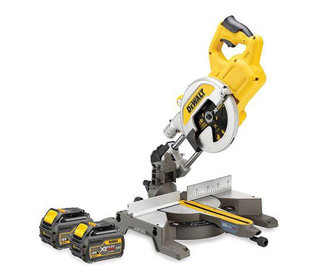 Dewalt dcs777t2-qw | Sierra tronzadora e ingletadora a batería xr flexvolt 54v 216mm en caja (2x batería 6.0ah + cargador rápido dcb118) - dcs777t2-qw