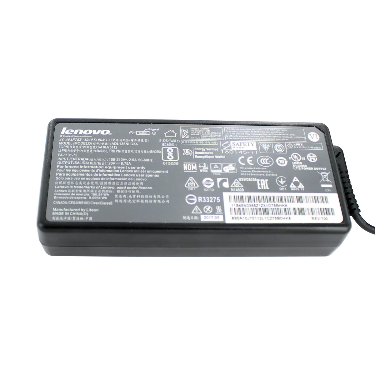 Adaptador de CA de laptop de Lenovo 135W