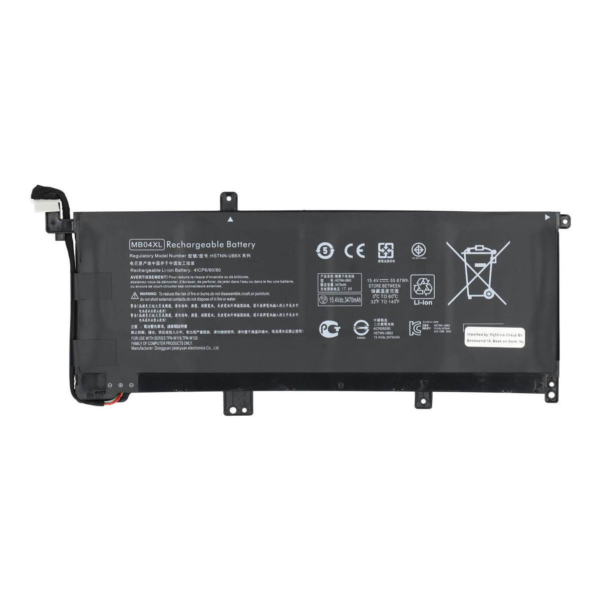 Batería de laptop de reemplazo 3400 mAh