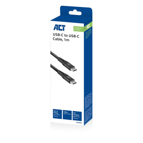 Cable de carga y datos Act USB 3.2 gen1 c macho - c macho 1 metro