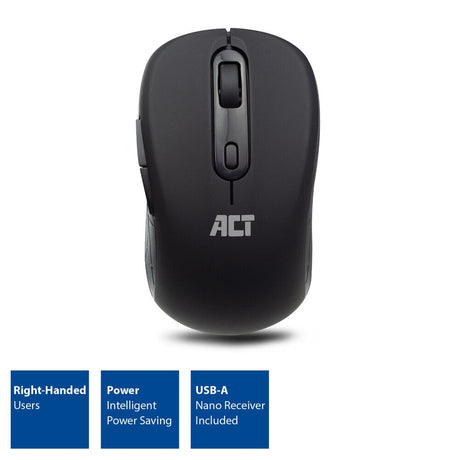 Ratón inalámbrico Act, nanoreceptor USB, 1600 ppp, negro