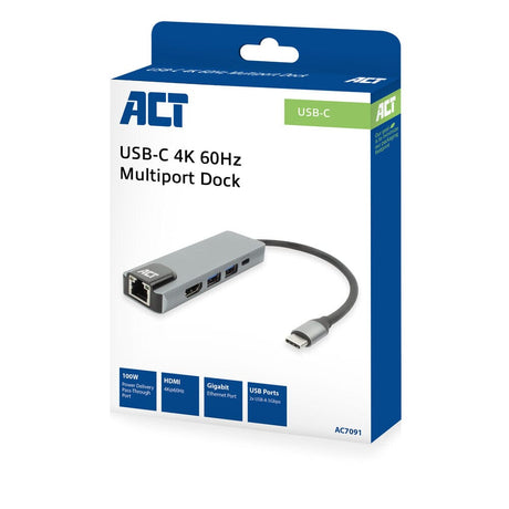 Estación de acoplamiento Act USB-C 4K para monitor HDMI, Ethernet PD