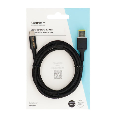 Cable de carga Yanec USB-C a 11,0 x 4,5 mm de 1,8 m