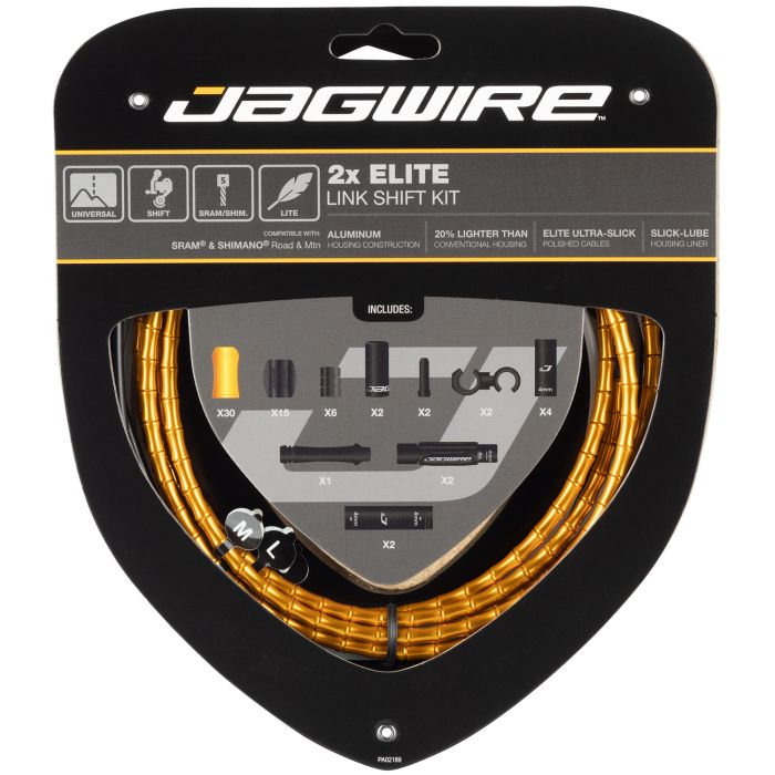 Jagwire 2x kit de cambio elite link - dorado