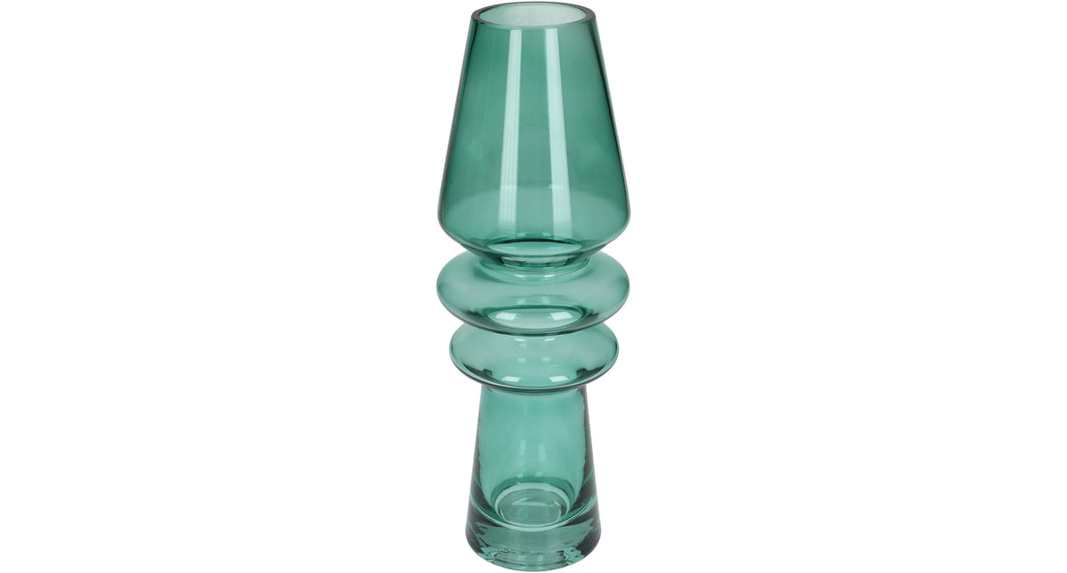 Vase glass green 7x7x25cm