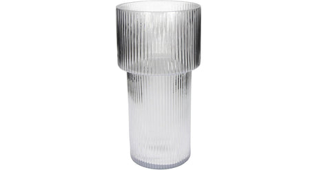 Hd vase stripe glass clear 14.5x14.5x29cm