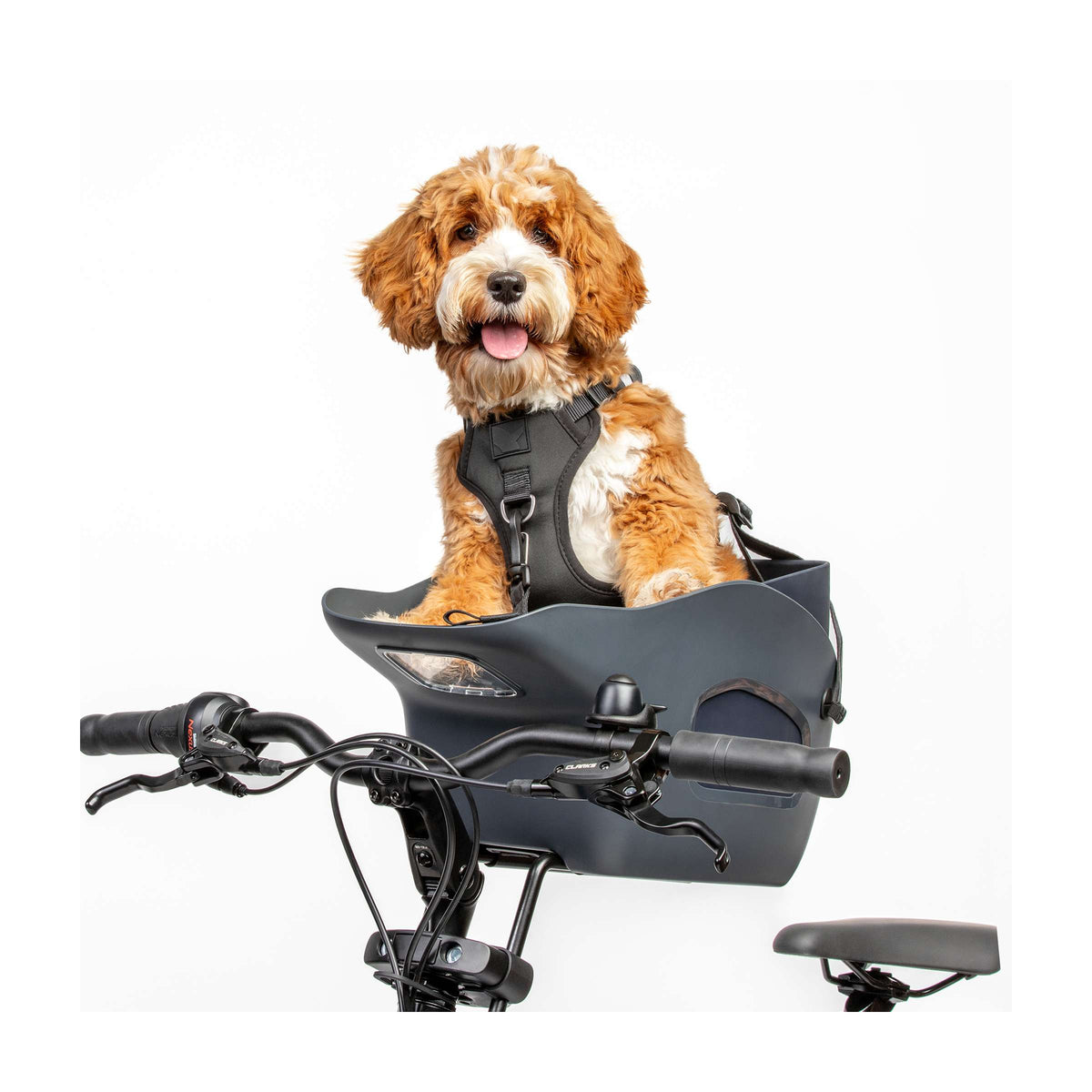 Kvisp cesta de bicicleta para perros con arnés s verde bosque