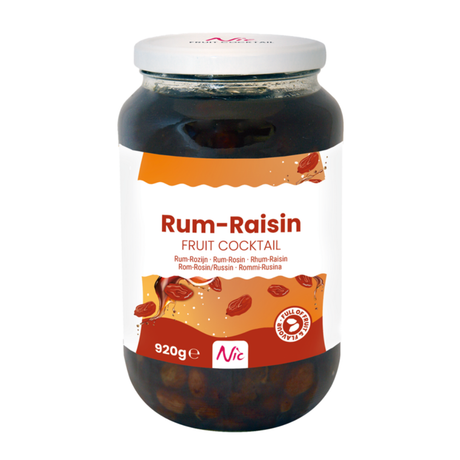 Cóctel de frutas con pasas y ron nic tarro (920 gr)