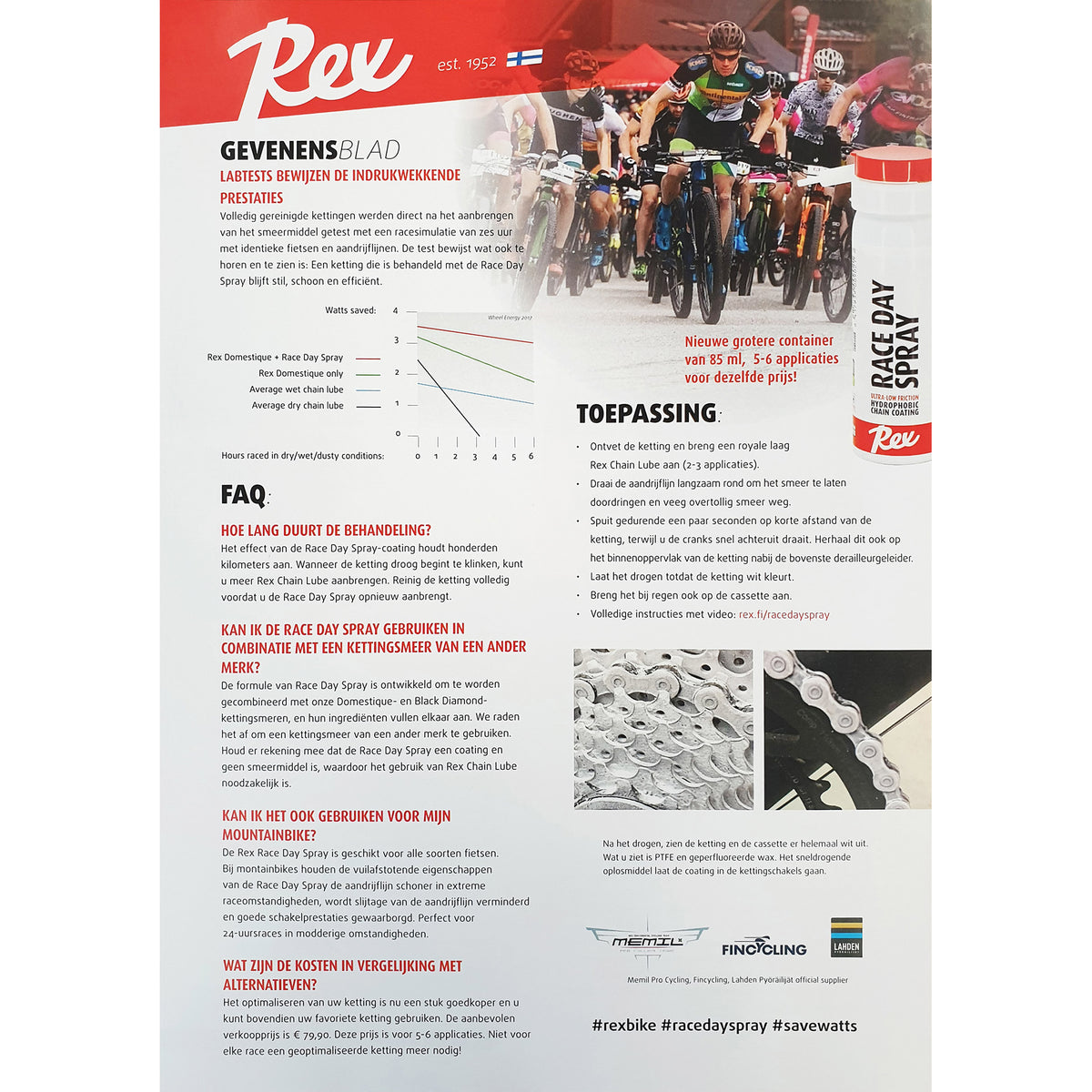 Rex race day spray recubrimiento hidrofóbico cadena 40ml