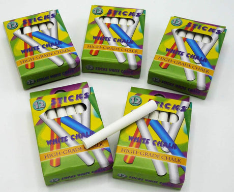 Tizas de pizarra blancas, 5 cajas de 12 piezas