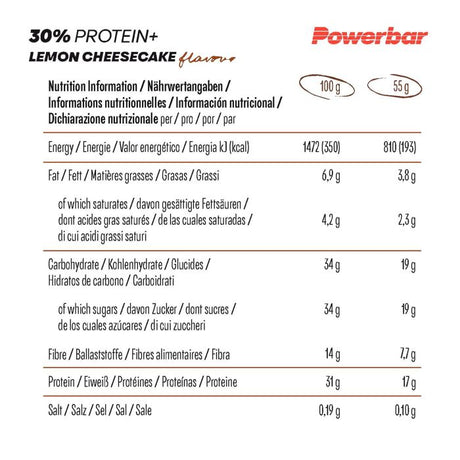 Powerbar 30% proteína+ (15 x 55gr) - tarta de queso con limón
