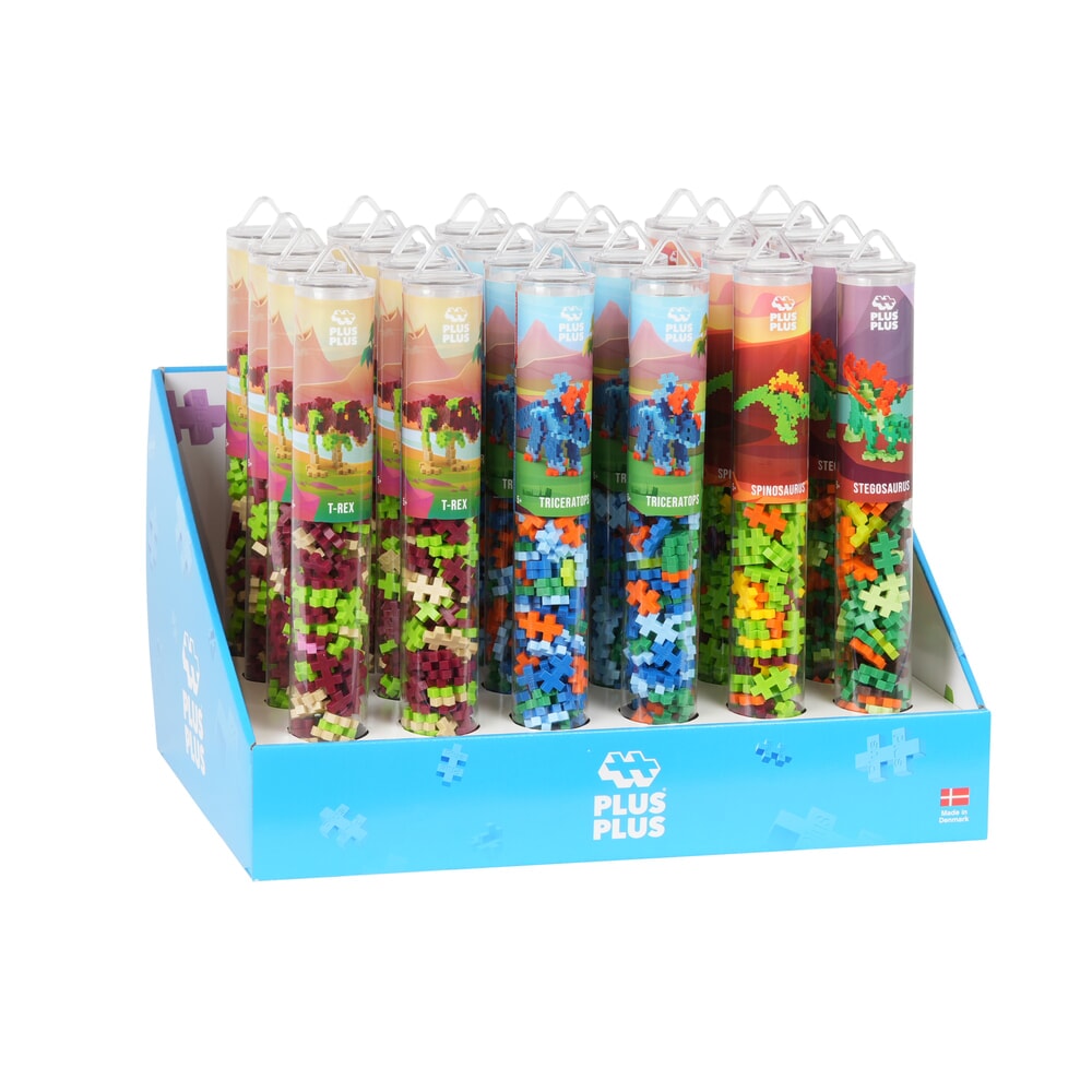 Dinosaurios plus plus: expositor plus-plus tubo de 24 piezas (7236)
