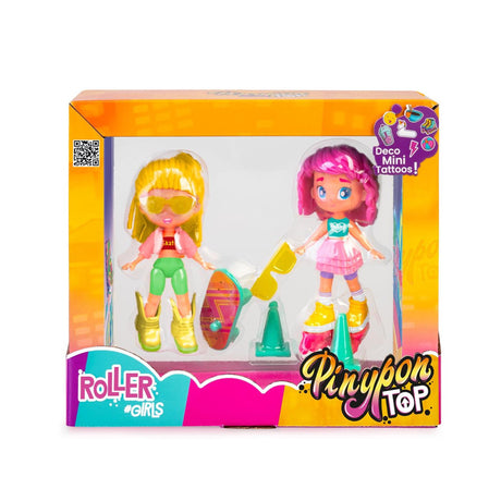 Pinypon top roller niñas 11cm con deco mini tatuajes