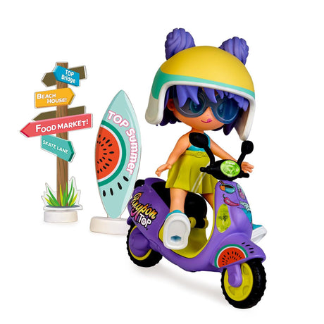 Pinypon top moto niña 11cm con deco mini tatuajes