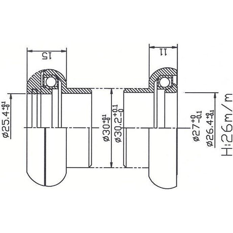 Tecora Ball Head Set 1 pulgada por delante Cartr Alu 26.4 Cono Negro