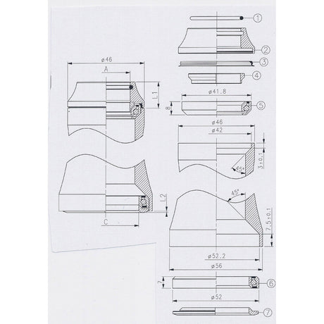 Tecora E Balnem Head ADELY1 1 8 1 2 pulgadas Integr.45-45 Negro