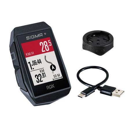 Sigma Rox 11.1 EVO GPS SW SWO Stand Soporte simple + Cable de carga USB-C
