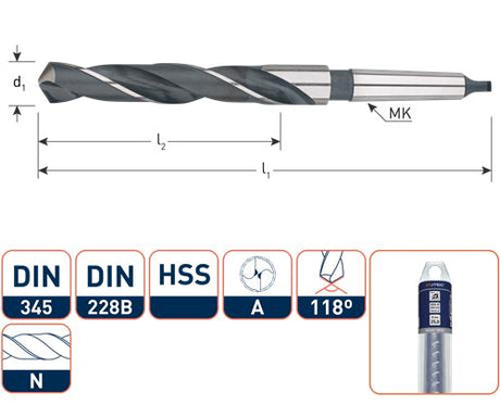 Taladro Rotec mc din345 25.0mm