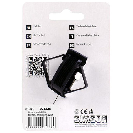Simson Bicycle Bell Mini 32 mm, accesorio de banda flexible Negro
